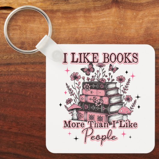 I Like Books More Than.... キーホルダー (正面)