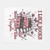 I Like Books More Than....  フリースブランケット (正面(横))
