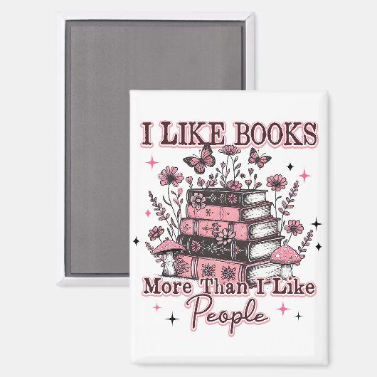 I Like Books More Than....  マグネット (正面/裏面)