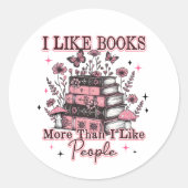 I Like Books More Than....  ラウンドシール (正面)