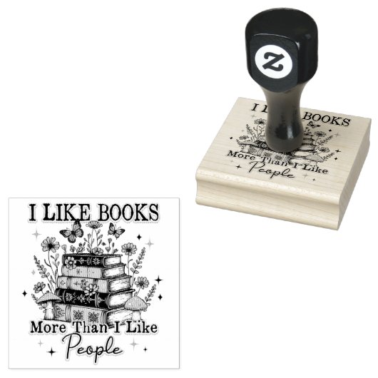 I Like Books More Than....  ラバースタンプ (押印)