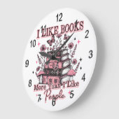I Like Books More Than....  ラージ壁時計 (傾斜)