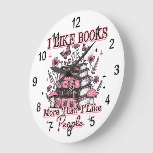 I Like Books More Than....  ラージ壁時計 (傾斜)