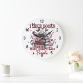 I Like Books More Than....  ラージ壁時計 (ホーム)