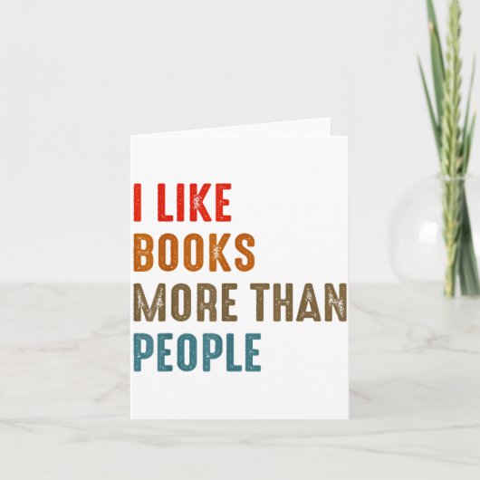 I Like Books More Than People Funny Book Lovers Bo カード (正面)