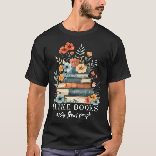 I Like Books More Than People Reading Reader Bookw Tシャツ (正面)