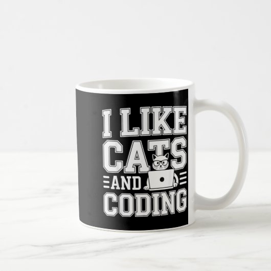 I Like Cats And Coding Programmer On Tech _-  コーヒーマグカップ (右)