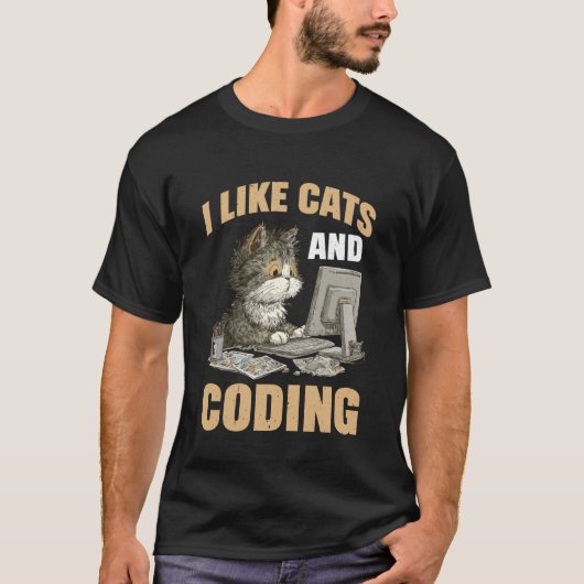 I Like Cats and Coding Programmer Passion Tech - 1 Tシャツ (正面)