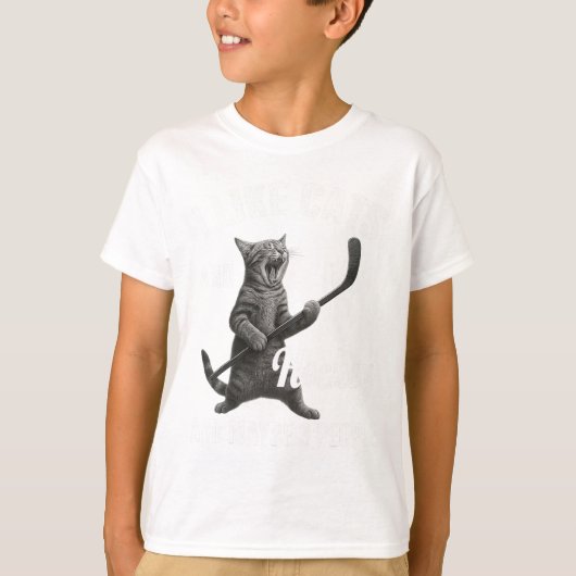 I Like Cats And Hockey Maybe 3 People Funny Hockey Tシャツ (正面)