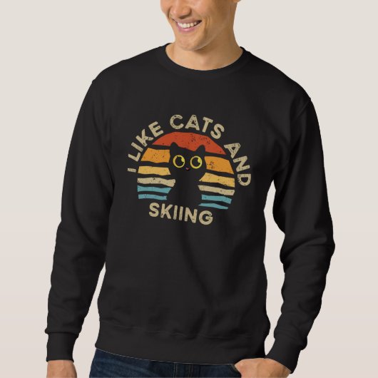 I Like Cats And Skiing スウェットシャツ (正面)