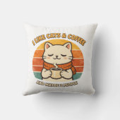 "I Like Cats & Coffee" Humorous Throw Pillow クッション (裏面)