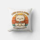 "I Like Cats & Coffee" Humorous Throw Pillow クッション (正面)