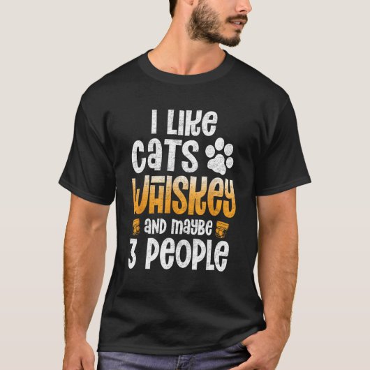 I Like Cats Coffee Maybe 3 People Funny Joke Kitte Tシャツ (正面)