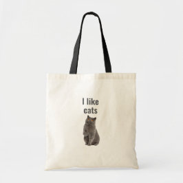 I Like Cats – Cute Gray Cat Illustration Design トートバッグ
