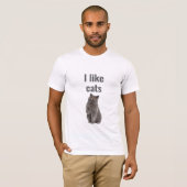 I Like Cats – Cute Gray Cat Illustration Design Tシャツ (正面フル)