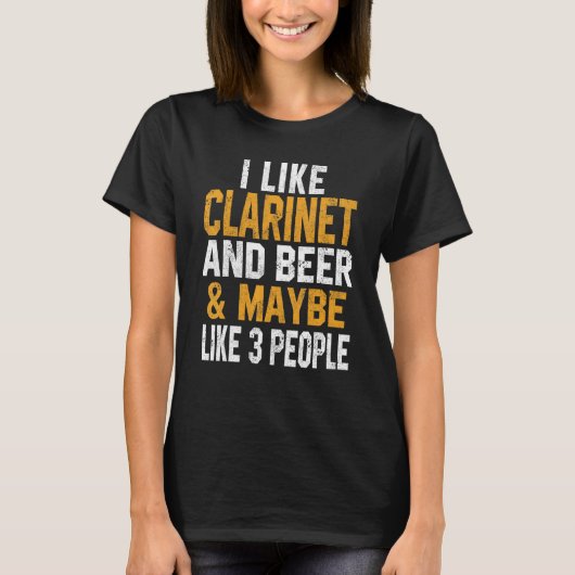I Like Clarinet And Beer Orchestra Musician Wind W Tシャツ (正面)