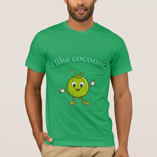  I Like Coconut - Cute Cartoon Coconut Funny T-Shi Tシャツ (正面)