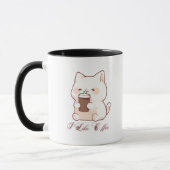 "I Like Coffee" Kawaii Cat Illustration マグカップ (左)