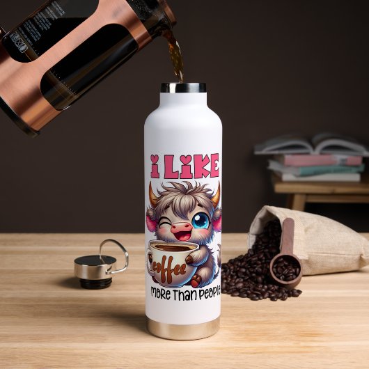 I Like Coffee More Than People ウォーターボトル (コーヒー (回転後))