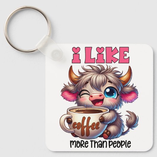 I Like Coffee More Than People  キーホルダー (正面)