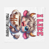 I Like Coffee More Than People  フリースブランケット (正面(横))