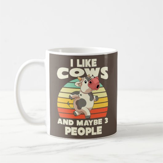 I Like Cows And Maybe 3 People Funny Farm Animal コーヒーマグカップ (左)
