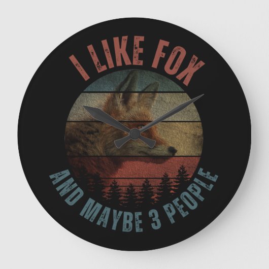 I LIKE FOX AND MAYBE 3 PEOPLE ラージ壁時計 (正面)