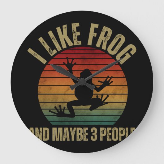 I LIKE FROG AND MAYBE 3 PEOPLE ラージ壁時計 (正面)