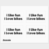I Like Fun I Love Bikes 長方形シール (シート)