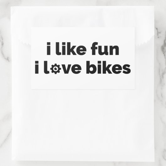 I Like Fun I Love Bikes 長方形シール (バッグ)