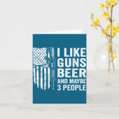 I Like Guns Beer Maybe 3 People Funny Drinking カード (黄色い花)