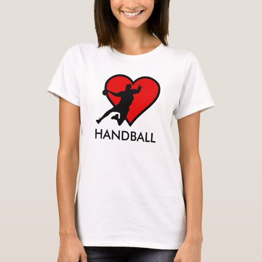 I like Handball with red heart modern design Tシャツ (正面)