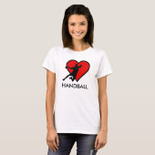 I like Handball with red heart modern design Tシャツ (正面フル)