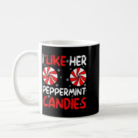 I Like Her Peppermint Candies Couple Matching Chri コーヒーマグカップ (左)