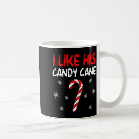 I Like His Candy Cane Christmas Couples Xmas Match コーヒーマグカップ (右)