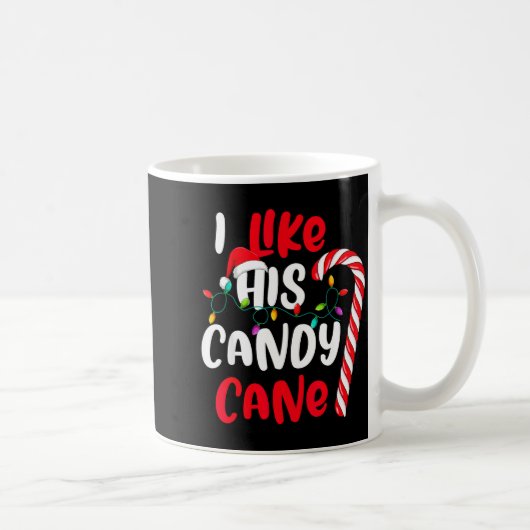 I Like His Candy Cane Funny Christmas Couples Matc コーヒーマグカップ (右)