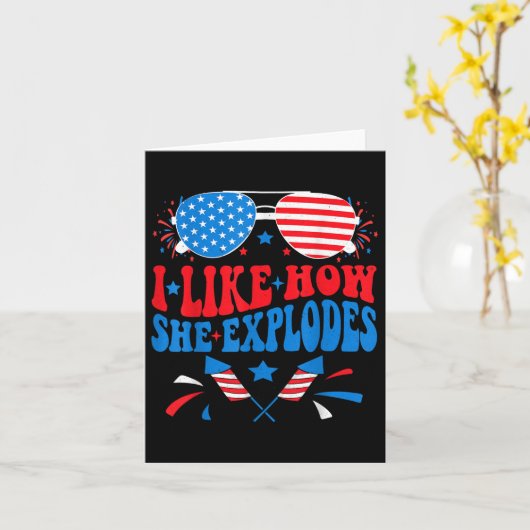 I Like How He Bangs Fireworks Funny Clothes Tee  カード (黄色い花)