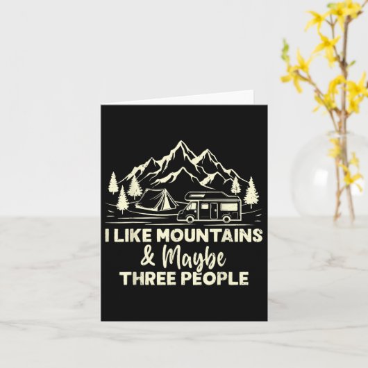 I Like Mountains And Maybe Three People Funny Camp カード (黄色い花)