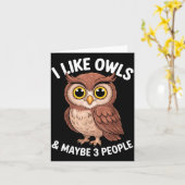 I Like Owls And Maybe 3 People Funny Introvert Hum カード (黄色い花)