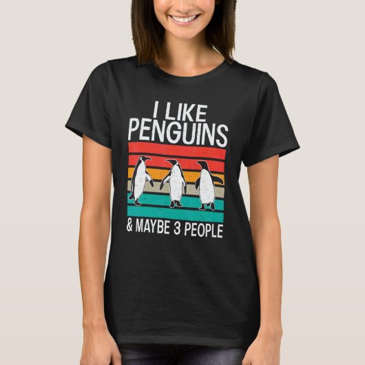 I like Penguins and maybe 3 People   Penguin   Tシャツ (正面)