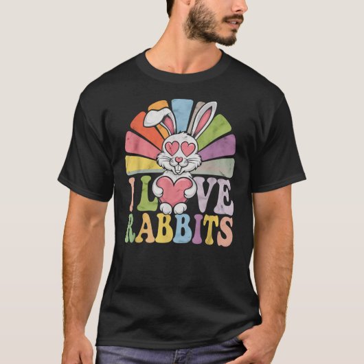 I Like Rabbits I Love Bunnies Rabbit Lover Rabbit Tシャツ (正面)