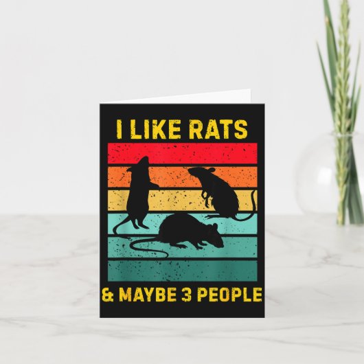 I Like Rats And Maybe 3 People Shirt Retro Rat Hum カード (正面)