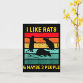 I Like Rats And Maybe 3 People Shirt Retro Rat Hum カード (黄色い花)