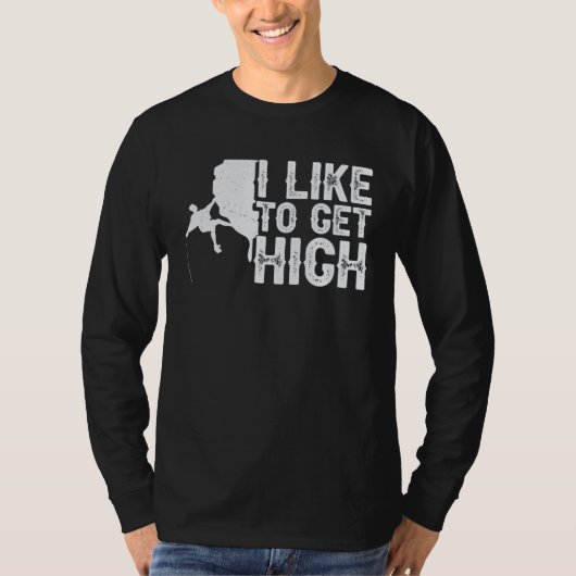 i like to get high bouldering wall climber boulder tシャツ (正面)