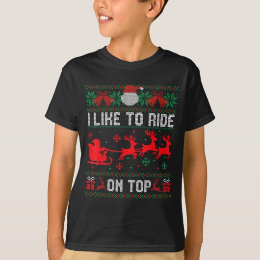 I Like To Ride On Top Christmas Couple Unhinge Paj Tシャツ (正面)