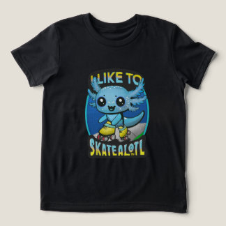 "I Like To Skatealotl" Roller Skating Axolotl Fun  トライブレンドＴシャツ