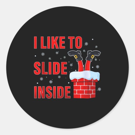 I Like To Slide Inside Funny Christmas Couple Matc ラウンドシール (正面)