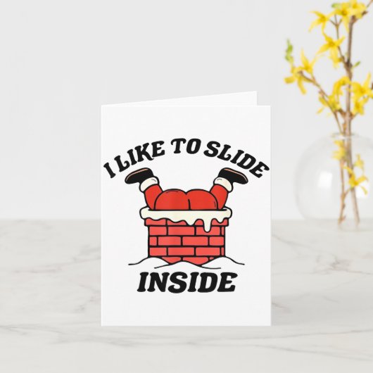 I Like To Slide Inside Funny Santa Couple Matching カード (黄色い花)