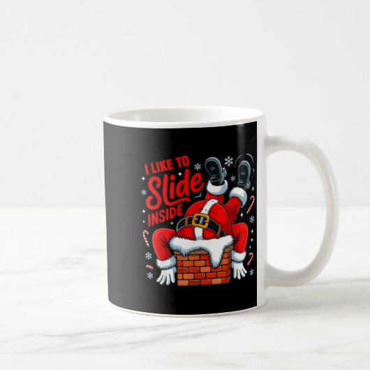 I Like To Slide Inside Funny Santa Couple Matching コーヒーマグカップ (右)