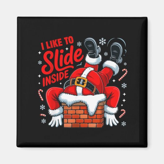 I Like To Slide Inside Funny Santa Couple Matching マグネット (正面)